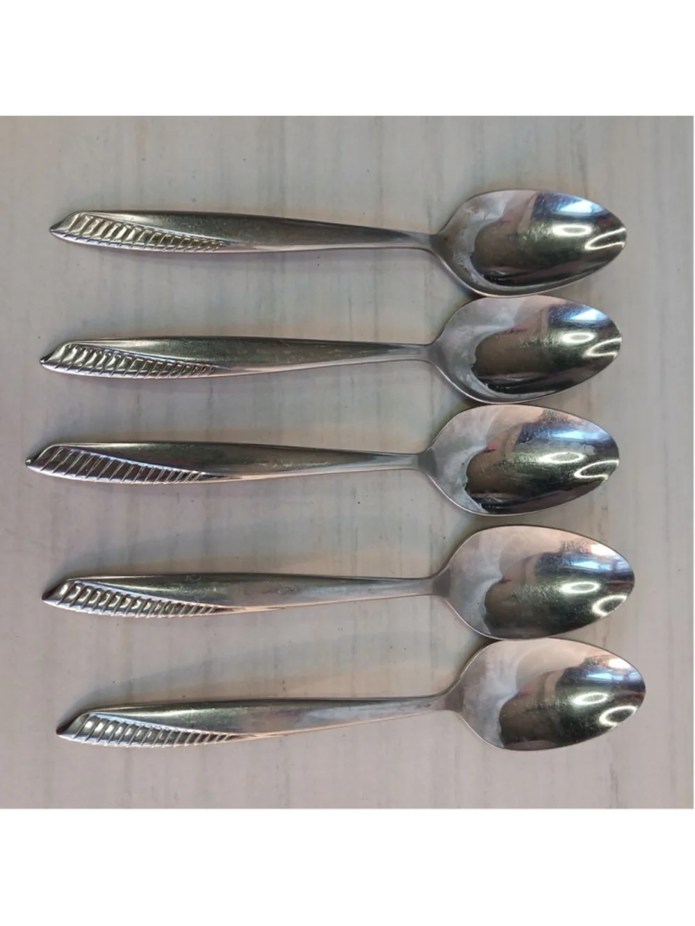 Oneida VISTA Wm A Rogers Stainless Flatware Set of 5 Tea Spoons Vtg